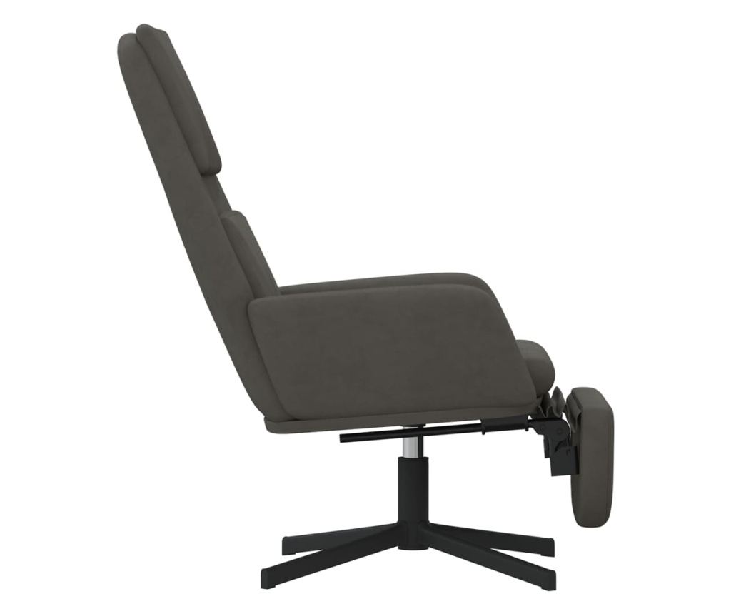 Naslanjač s taburejem, temno siv, žamet - 15