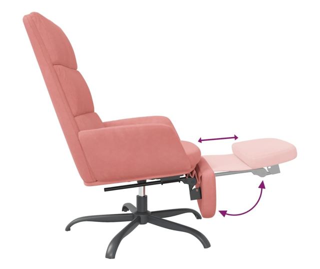 Sedežna garnitura z taburejem, roza, žamet