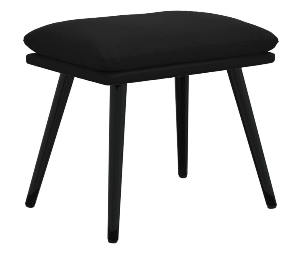 Naslanjač s podnožjem za noge, črn, žameten - 5