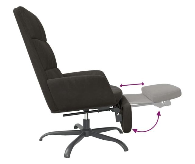 Naslanjač z oporo za noge, črn, žameten