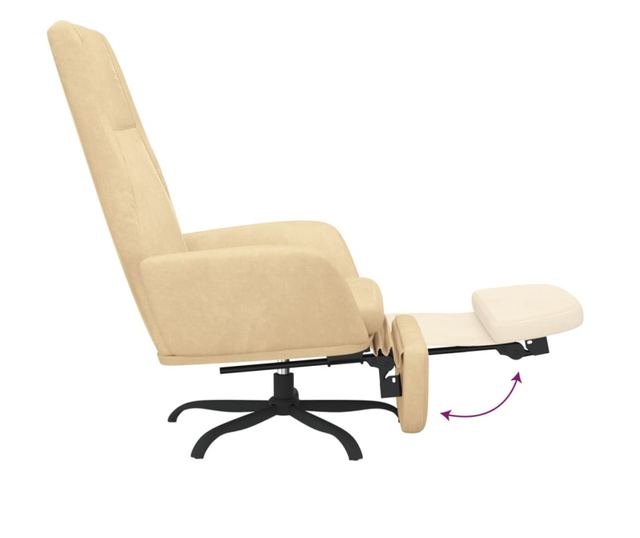 Sedežna garnitura z taburejem, bela krema, žamet