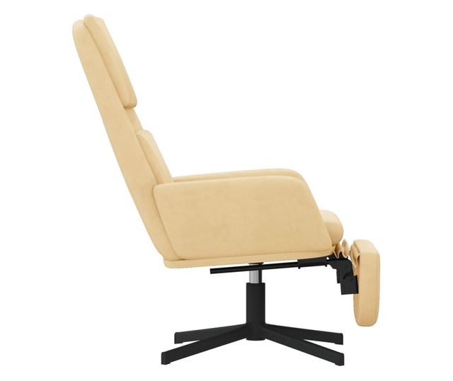 Sedežna garnitura za sprostitev s taburejem, bela krema, žamet