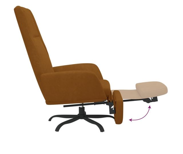 Sedežna garnitura z taburejem, rjava, žamet