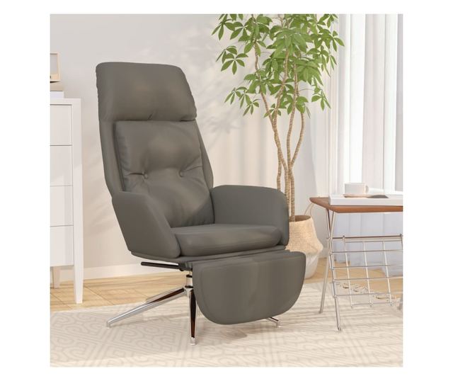Scaun relaxare cu taburet maro piele naturală/piele ecologică