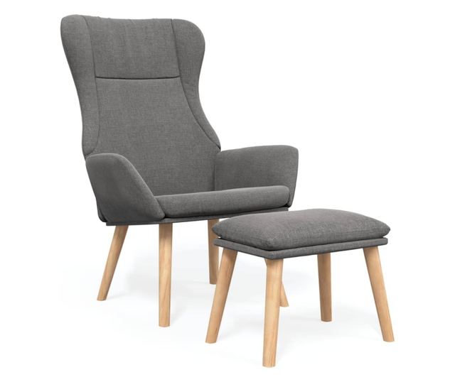 Sedežna garnitura za sprostitev s taburejem, svetlo siva, tekstil