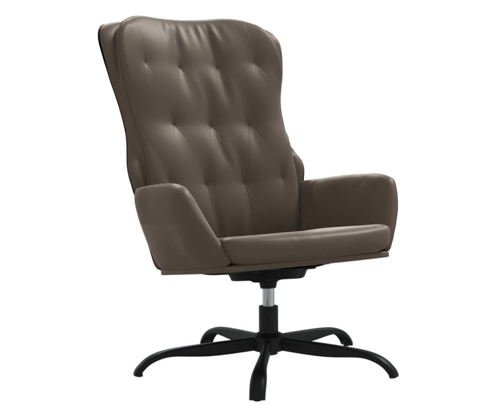 Naslanjač s taburejem, antracitno siva, umetno usnje - 12