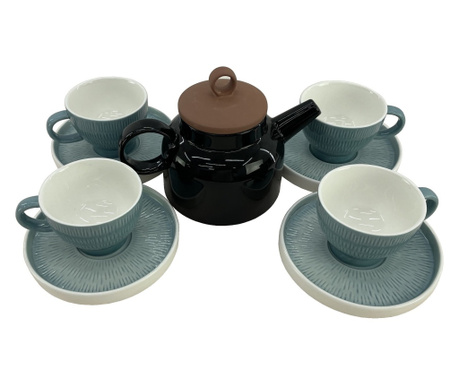 CULINARO HELLA SUMMER BLUE Set serviciu ceai, ceainic 820ml, 4 cesti 200ml cu farfurioare culoare albastra