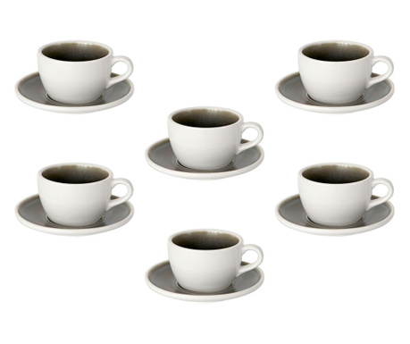 CULINARO IVY WHITE Set pentru ceai, 12 piese portelan, cesti 220ml cu farfurioare