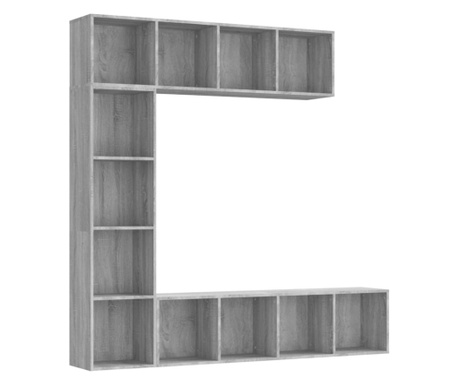 Комплект библиотека/ТВ шкаф от 3 части Сив сонома 180x30x180 см