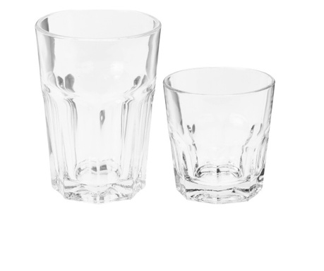 12 darabos készlet Excellent Houseware poharak, hőálló üveg, 8 cm, 250/360 ml, átlátszó
