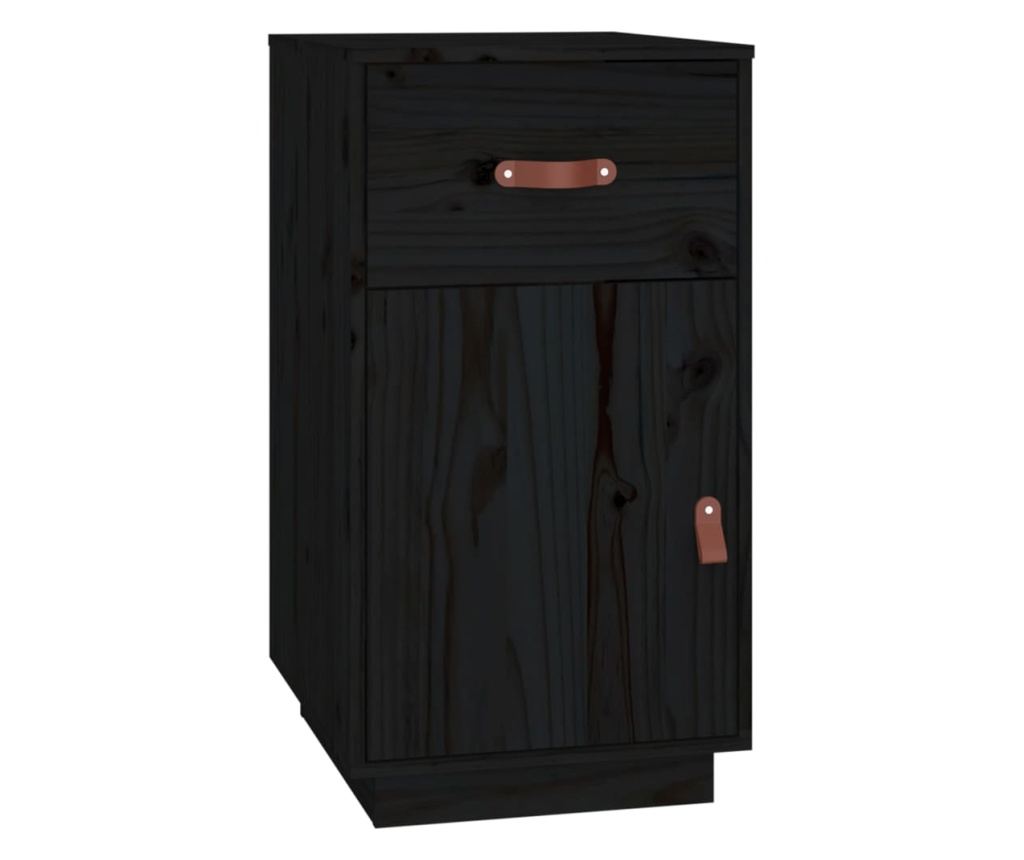 Pisarna s omaricami, črna, 135x50x75 cm, masivno borovo les. - 8