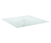 Плот за маса бял 70х70 см 6 мм закалено стъкло мраморен дизайн