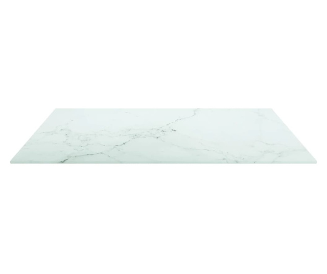 Плот за маса бял 70х70 см 6 мм закалено стъкло мраморен дизайн