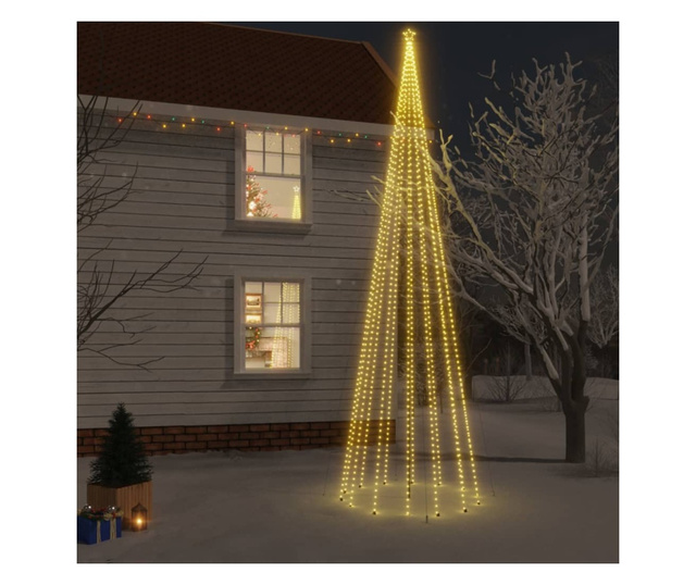 Božično drevo s konico 1134 toplo belih LED lučk 800 cm