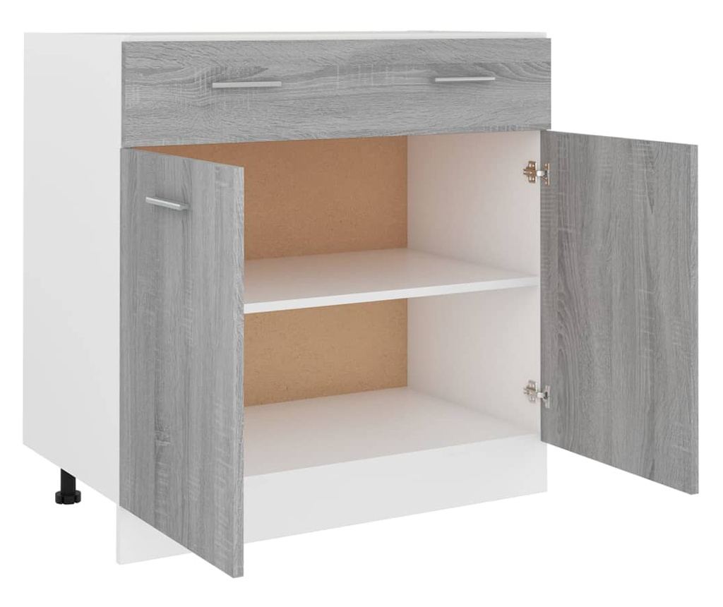 Βάση Ντουλαπιού με Συρτάρι, Sonoma Grey, 80x46x81.5εκ., Επεξεργασμένη Ξυλεία - 6