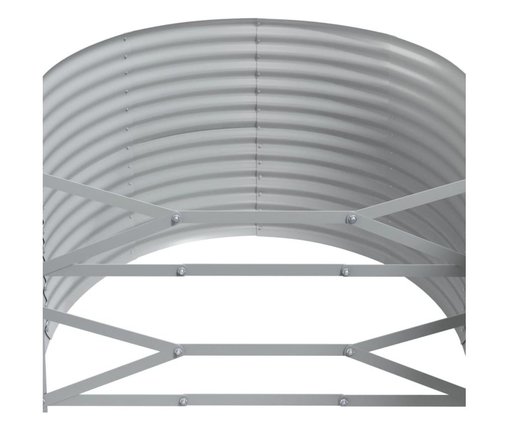 Градинска саксия сива 249x100x68 см прахово боядисана стомана - 5