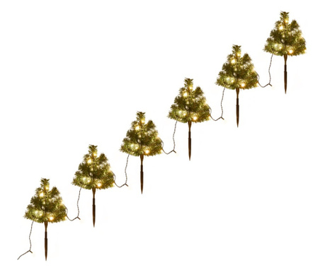 Božićna drvca za stazu 6 kom tople bijele LED žarulje 45 cm PVC