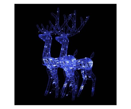 Decorațiuni reni de Crăciun, 2 buc., albastru, 120 cm, acril