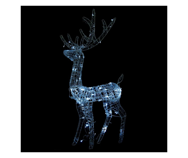 Decorațiuni reni de Crăciun, 3 buc., alb rece, 120 cm, acril