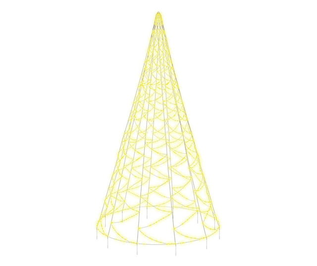 Božićno drvce na stijegu 1400 toplih bijelih LED žarulja 500 cm