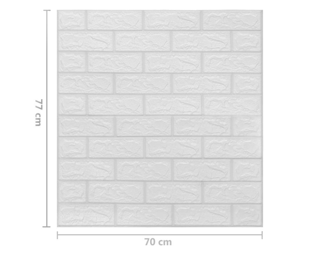 3D samoljepljive zidne ploče, 10 kom, bijele, s uzorkom cigle - 6