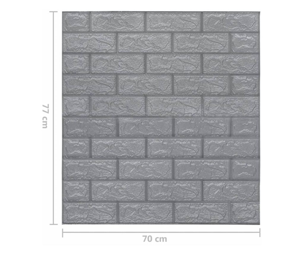 Samoljepljiva 3D zidna tapeta, 20 kom., antracit, uzorak cigle - 6