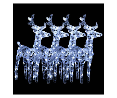 Božični severni jeleni 4 kosi hladno beli 160 LED akril