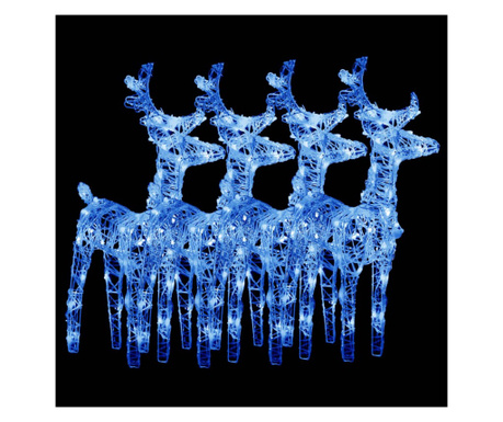 Božični severni jeleni 4 kosi moder 160 LED akril