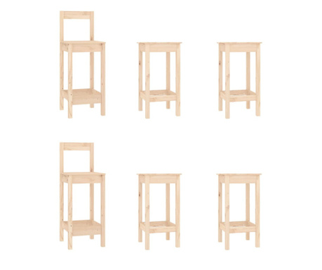 6dílná sada barových židlí masivní borové dřevo
