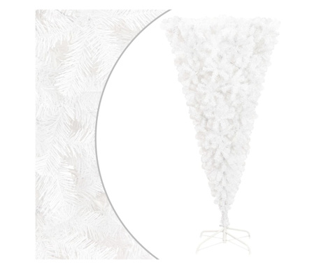 Brad de Crăciun artificial inversat, cu suport, alb, 210 cm