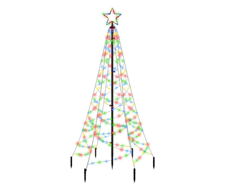 Božićno drvce sa šiljkom šareno s 200 LED žarulja 180 cm