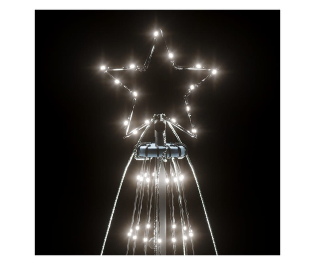 Božično drevo s konico 1134 hladno belih LED lučk 800 cm