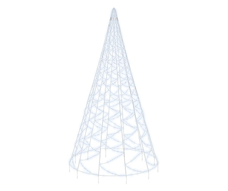 karácsonyfa zászlórúdon 3000 hideg fehér LED-del 800 cm