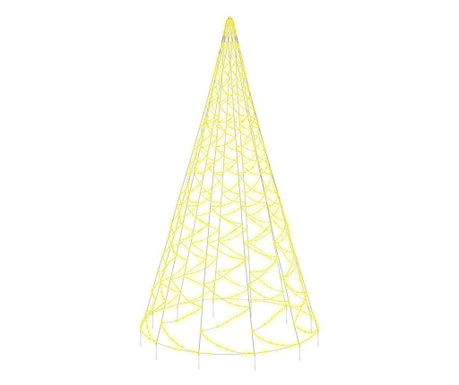 karácsonyfa zászlórúdon 3000 meleg fehér LED-del 800 cm