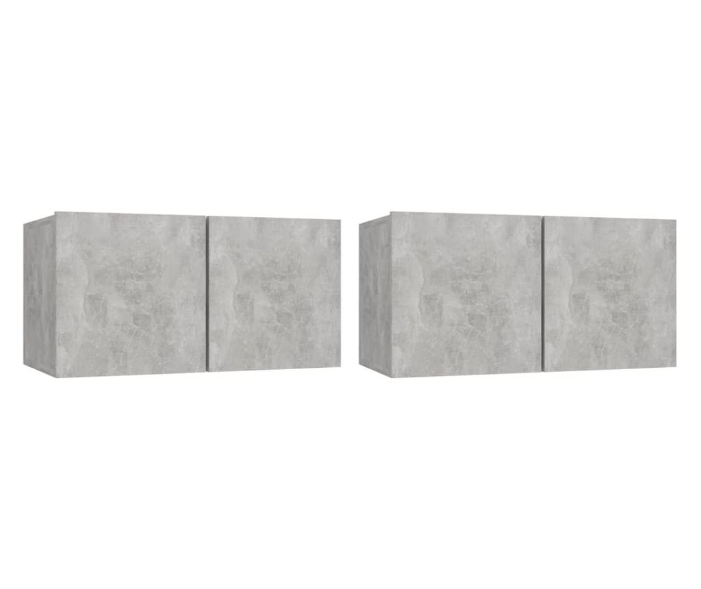 Zidne TV komode, 2 kom., Betonsko siva, 60x30x30 cm - 2