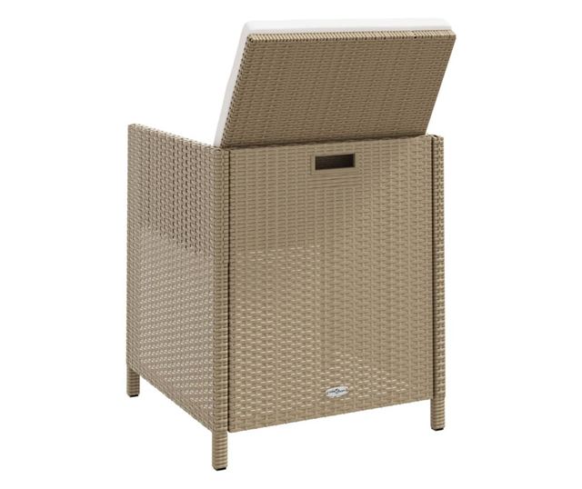 2 db bézs polyrattan kerti szék lábtartókkal