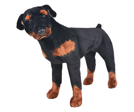 Плюшено детско куче ротвайлер за яздене, черно и кафяво, XXL