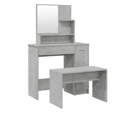 Set măsuță de toaletă, gri beton, 86,5x35x136 cm