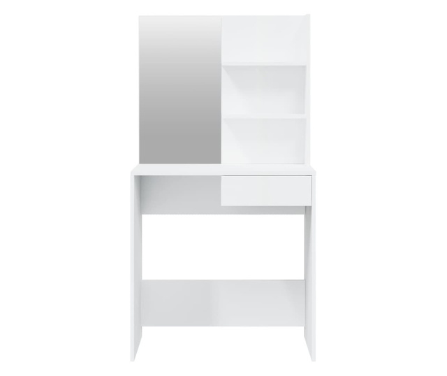 Toaletni stolić s ogledalom visoki sjaj bijeli 74,5x40x141 cm