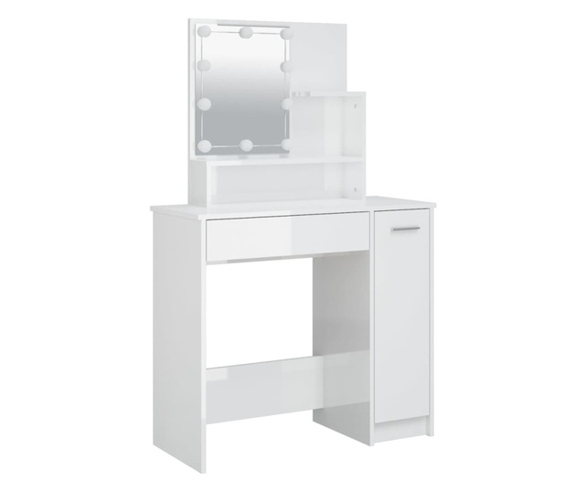 Toaletni stolić s LED Bijela visokog sjaja 86,5x35x136 cm