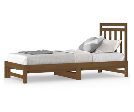 Izvlečna dnevna postelja medeno rjava 2x(90x200) cm borovina
