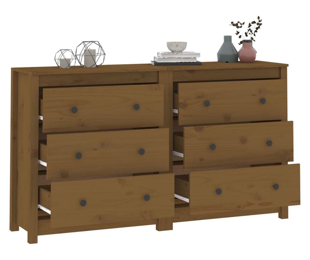 Stojalo, medeno rjavo, 140x35x80 cm, masivno borovo les. - 4