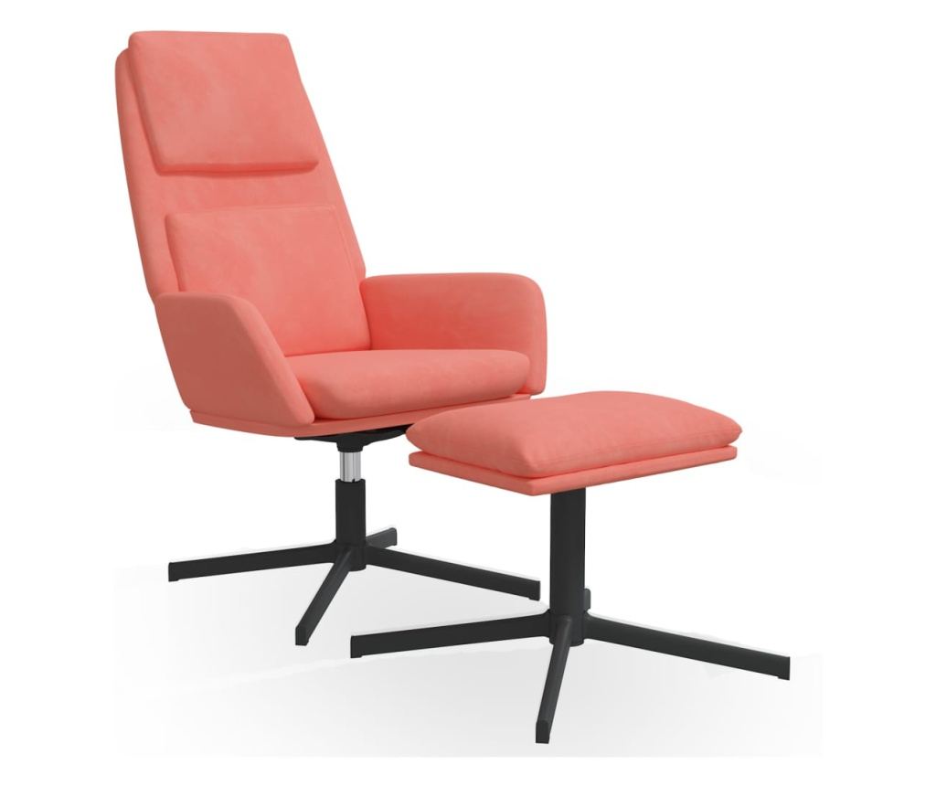 Sedežna garnitura z taburejem, roza, žamet - 2