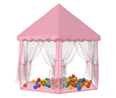 Детска палатка за игра Princess с 250 топки, розова, 133x140 см