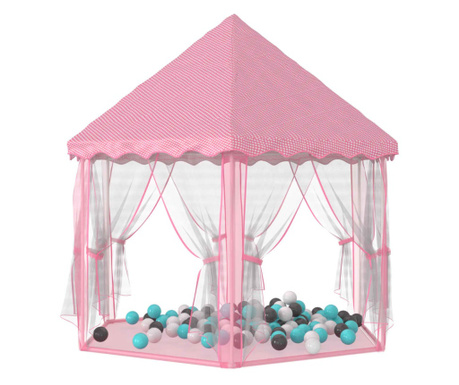 Šator za igru princeze s 250 loptica ružičasti 133 x 140 cm