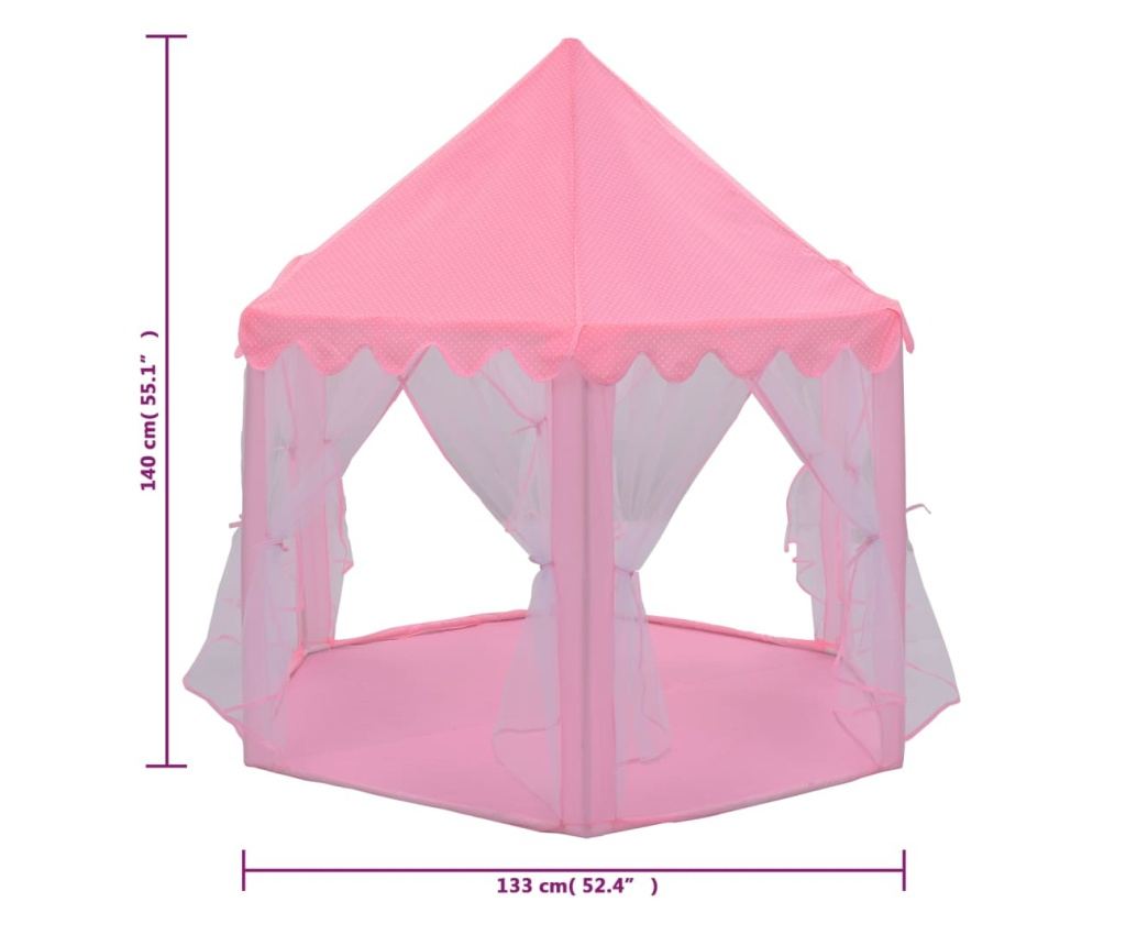 Šator za igru princeze s 250 loptica ružičasti 133 x 140 cm - 14