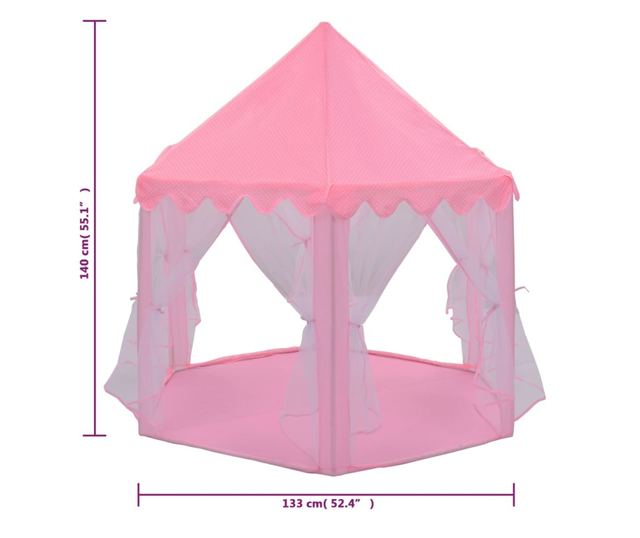 Šator za igru princeze s 250 loptica ružičasti 133 x 140 cm