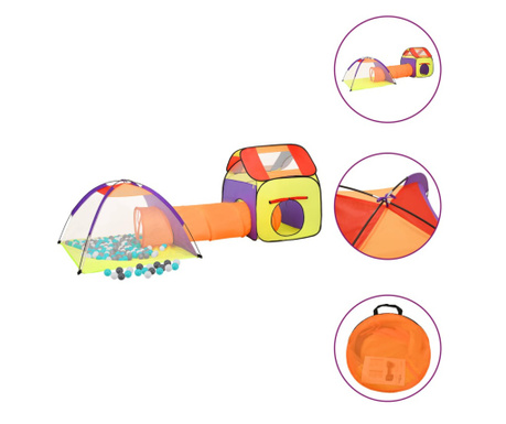 Детска палатка за игра с 250 многоцветни топки 338x123x111 см