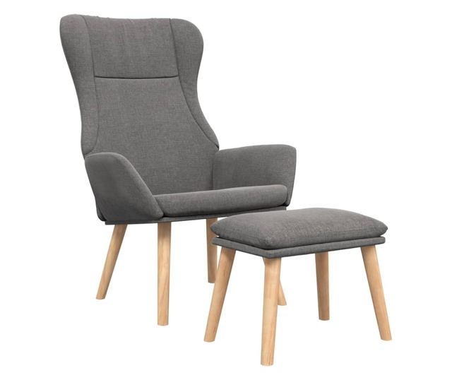 Sedežna garnitura za sprostitev s taburejem, svetlo siva, tekstil