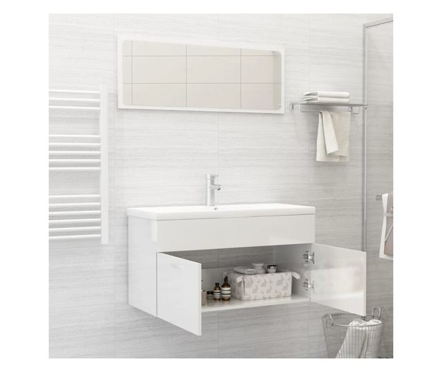 Set kupaonskog namještaja, 2 dijela, ekstra sjajna bijela, iverica